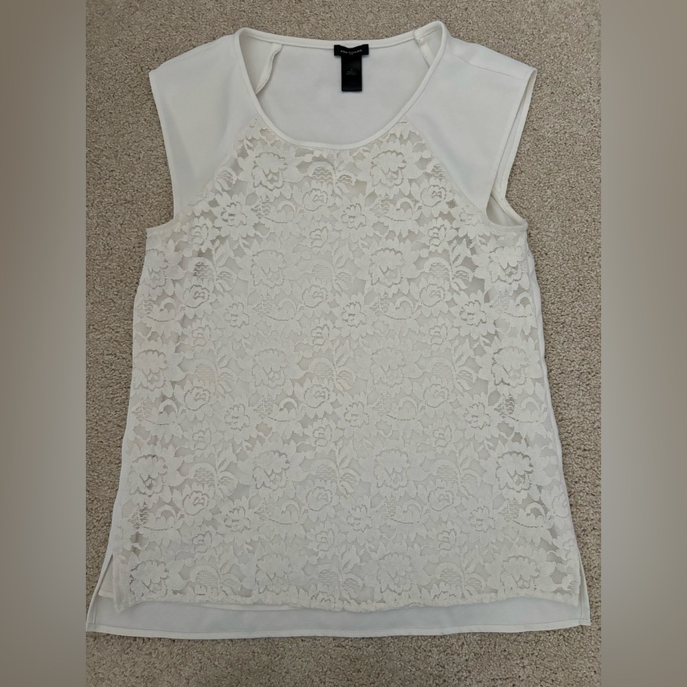 Women’s Ann Taylor factory ivory lace tank top size small
